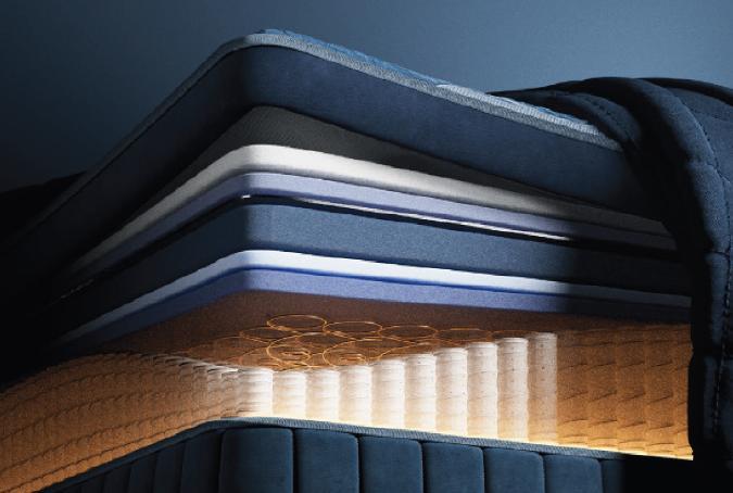Close-up CGI mattress layer and light detail